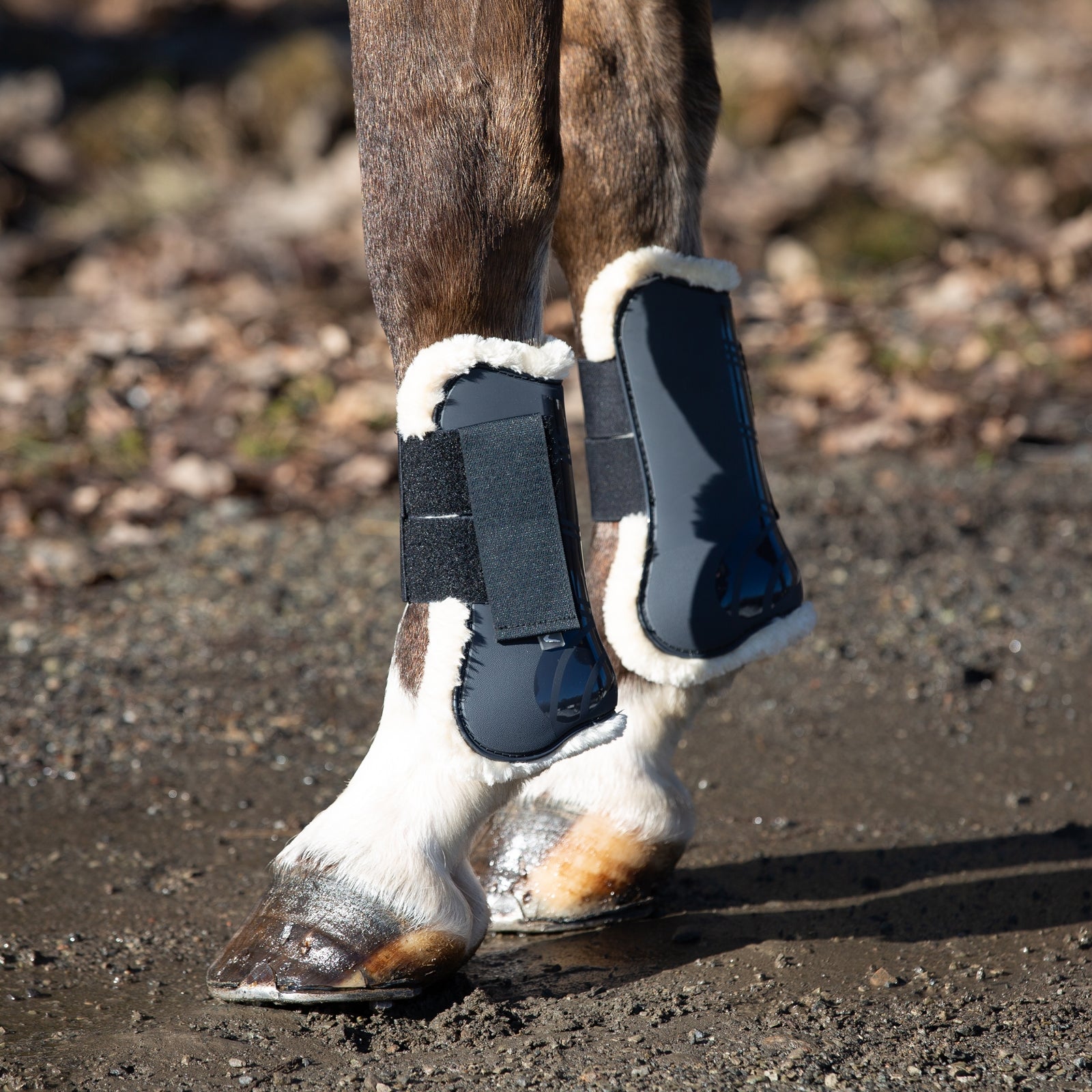 Horze Caliber Tendon Boots with Faux Fur Lining Leg Protection & Hoof Protection for Horses