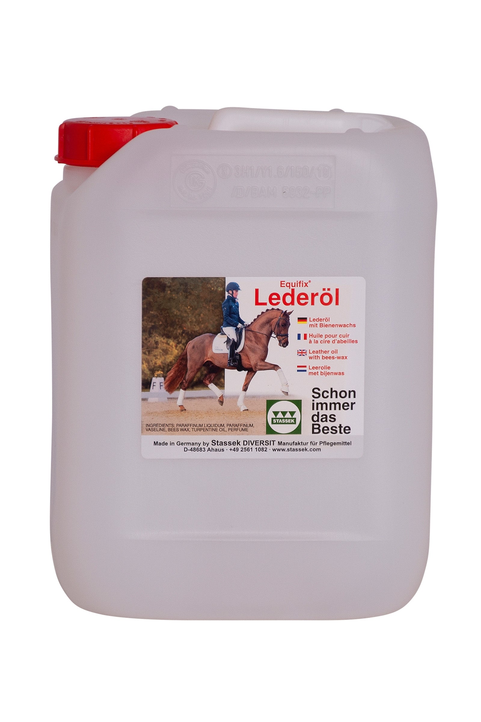 Stassek Equifix Lærolje med Bivoks, 2,5 liters Hestepleie