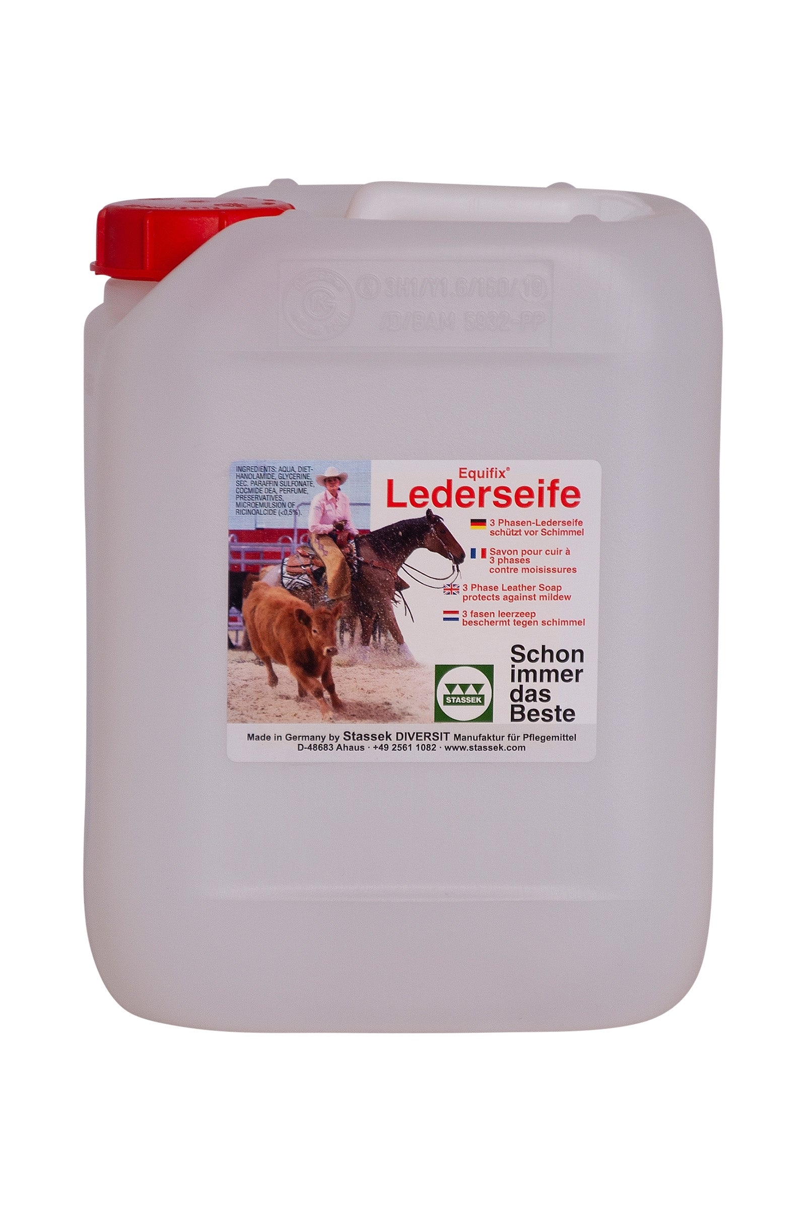 Stassek Equifix 3-faser Lærsåpe, 2 liters Hestepleie