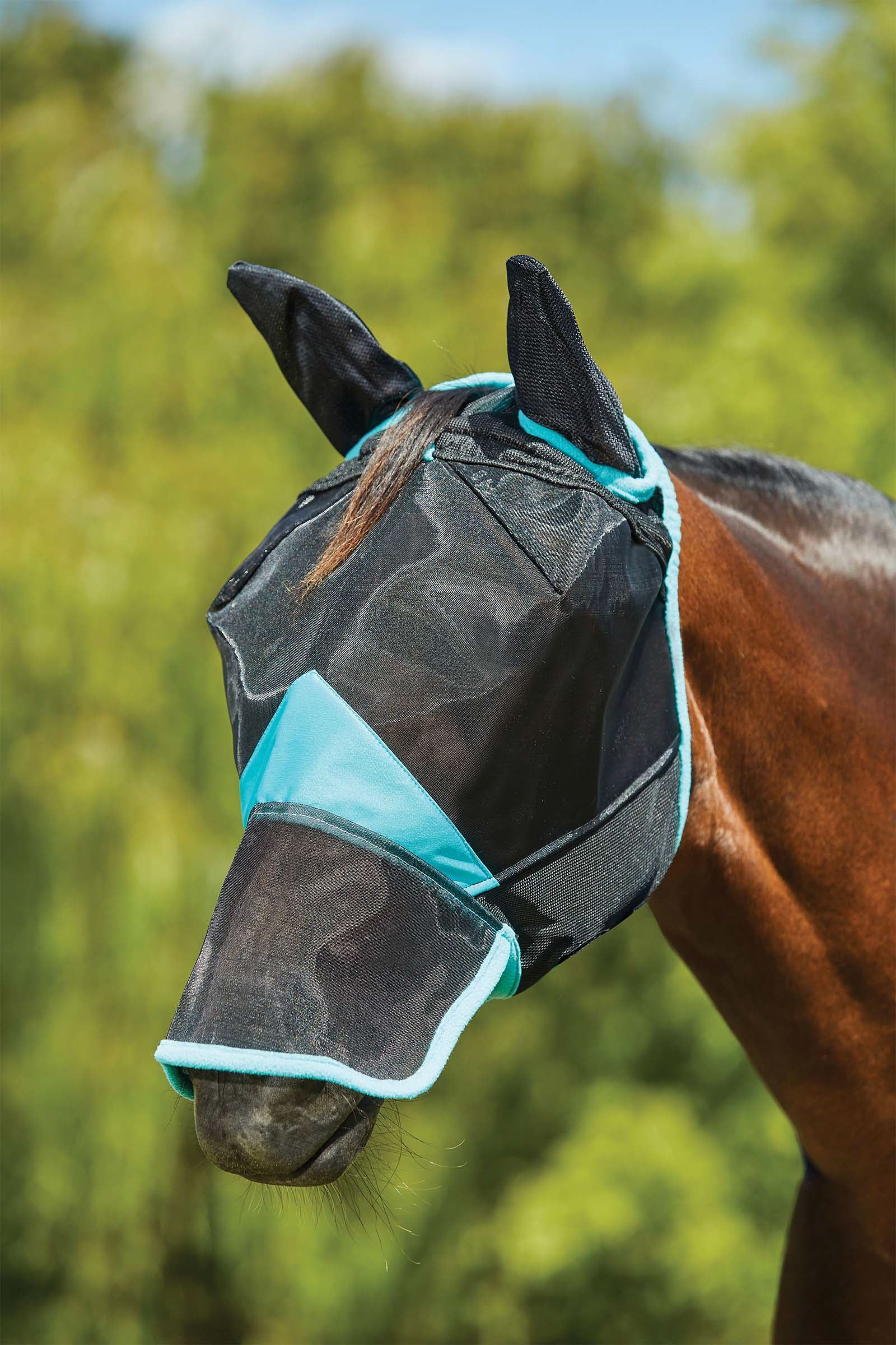 Weatherbeeta Comfitec Deluxe Fine fluemaske i mesh med ører og nese Fluebeskyttelse til hest