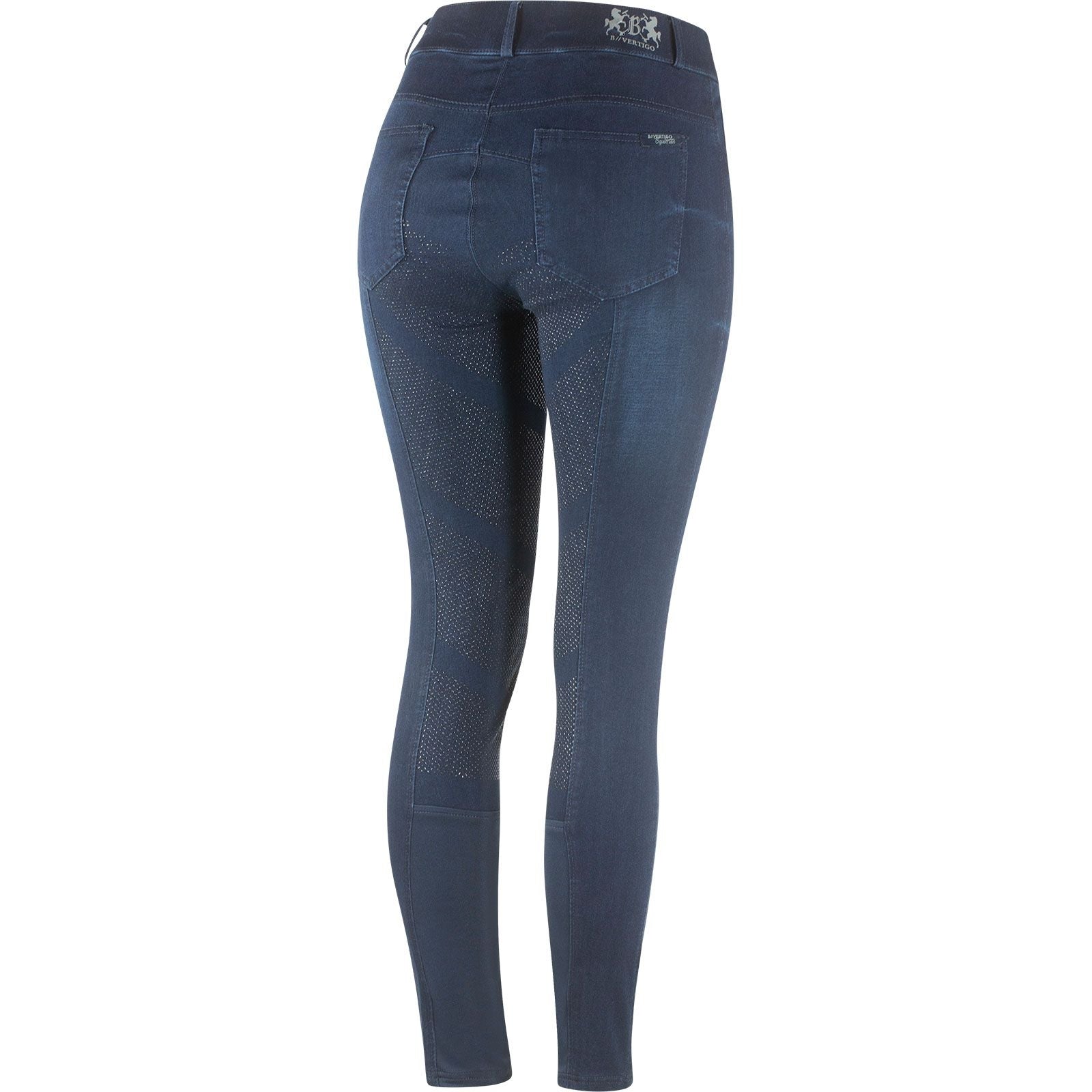 B Vertigo Elle denim ridebukse, helforsterket med silikon, dame Womens Breeches