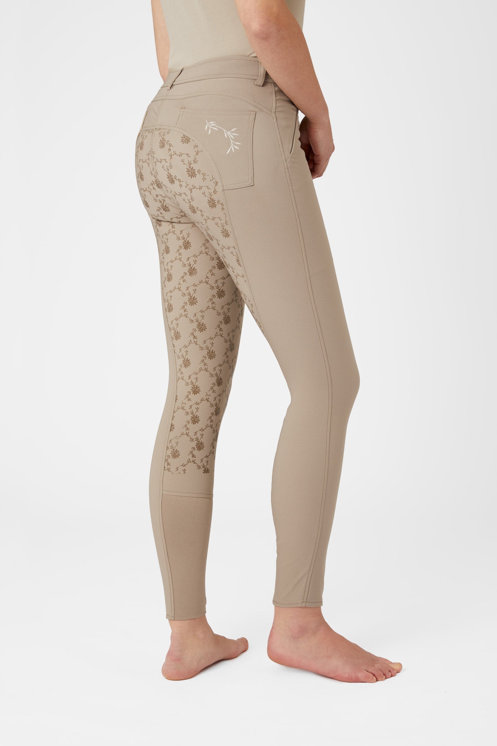 Horze Kaitlin helforsterkede ridebukser med blomsterdetaljer, dame Womens Breeches