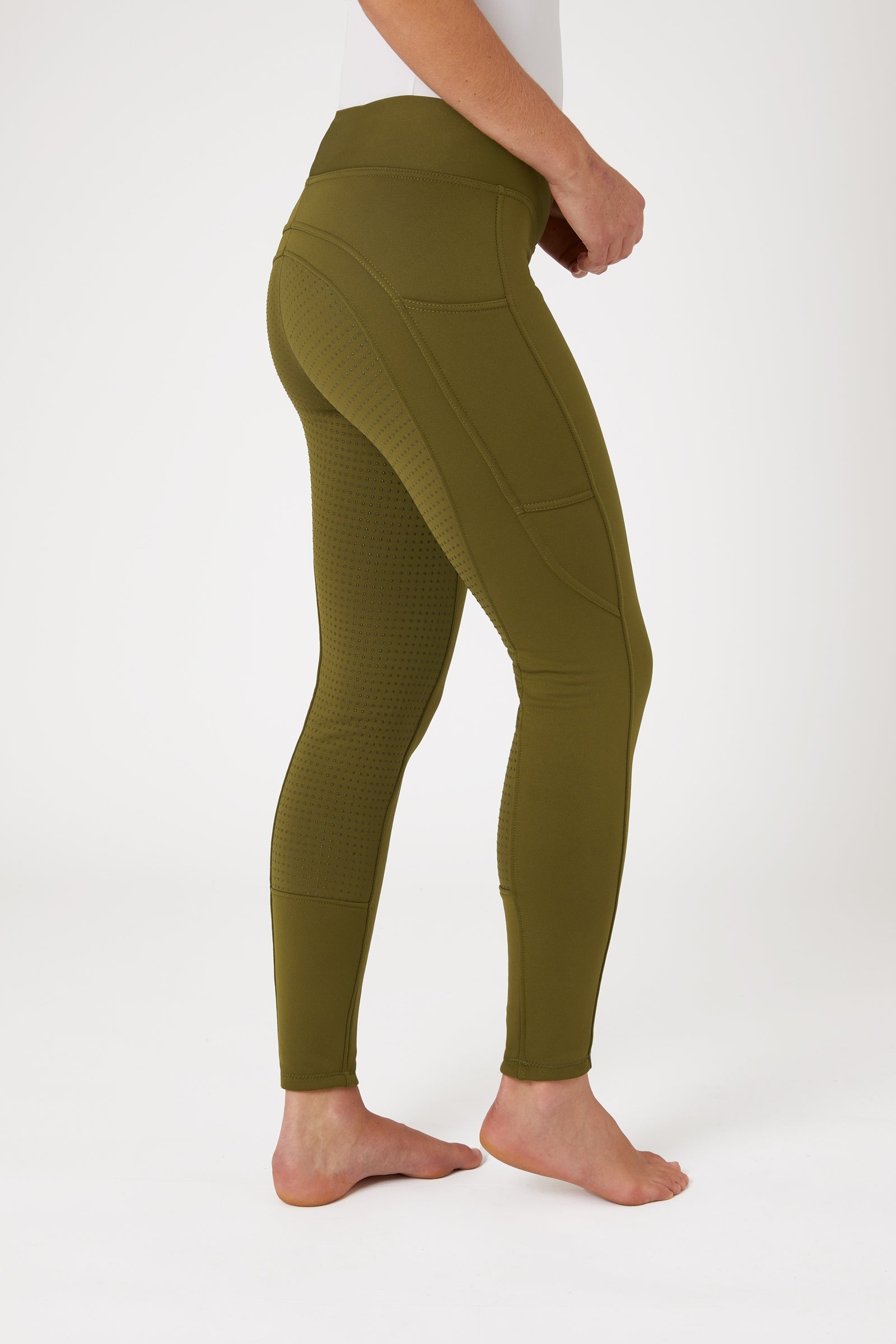 Horze Active helforsterkede ridetights til vinteren med fullgrip og telefonlomme Womens Breeches