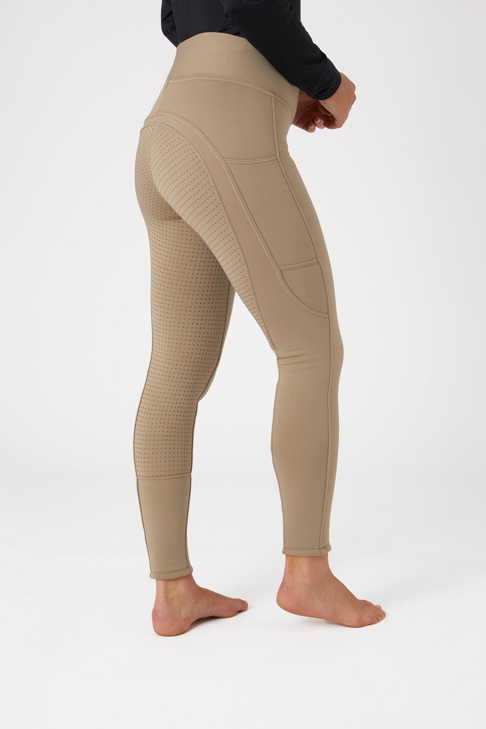 Horze Active helforsterkede ridetights til vinteren med fullgrip og telefonlomme Womens Breeches