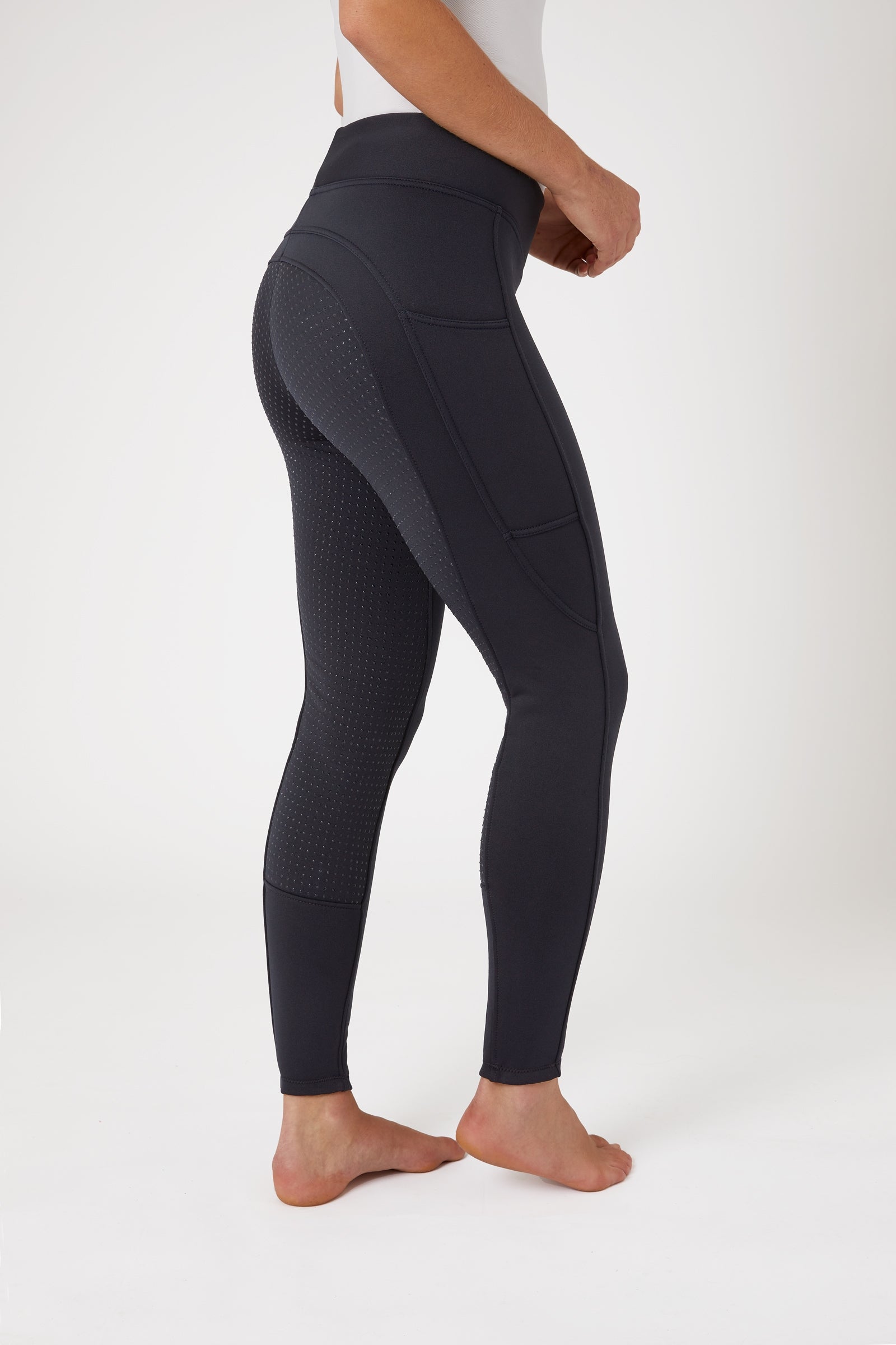 Horze Active helforsterkede ridetights til vinteren med fullgrip og telefonlomme Womens Breeches