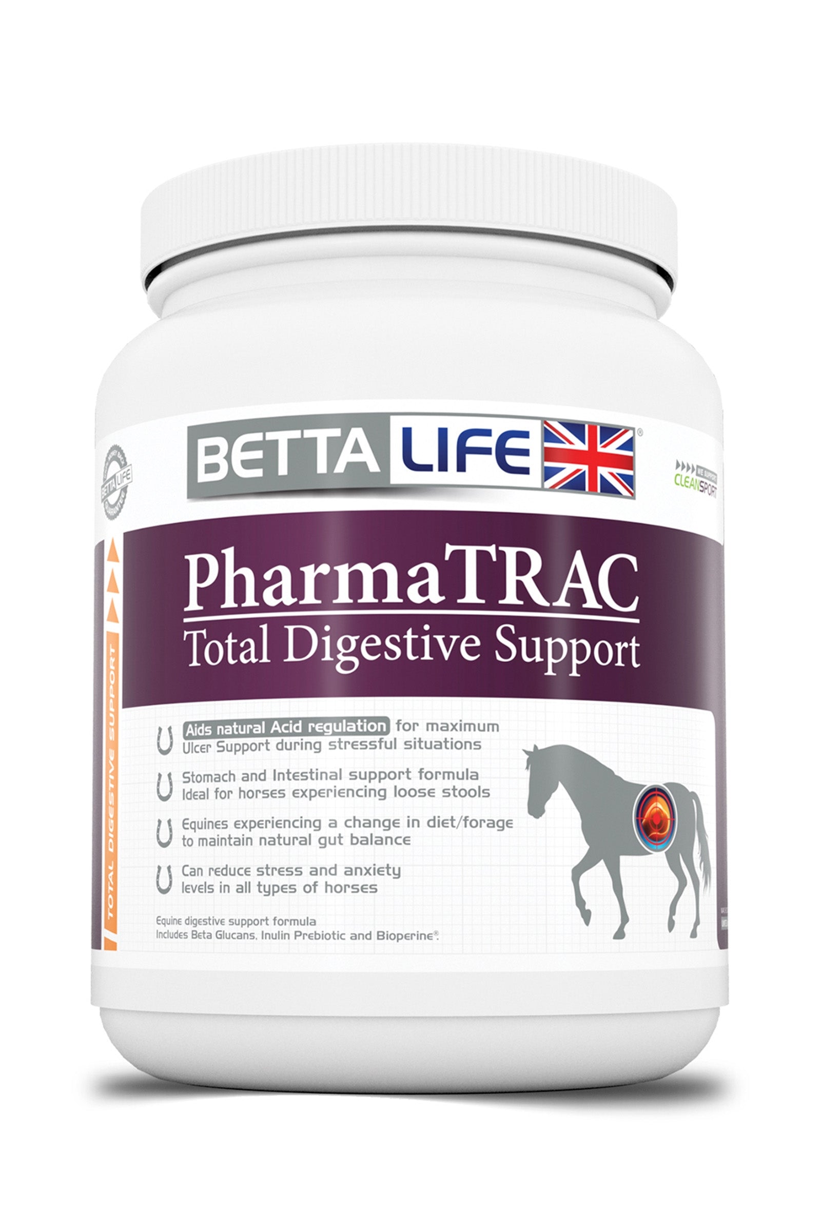 Betta Life PharmaTrac Total Digestive Support fôrtilskudd til hest, 1 kilo Horse Feed & Nutrition