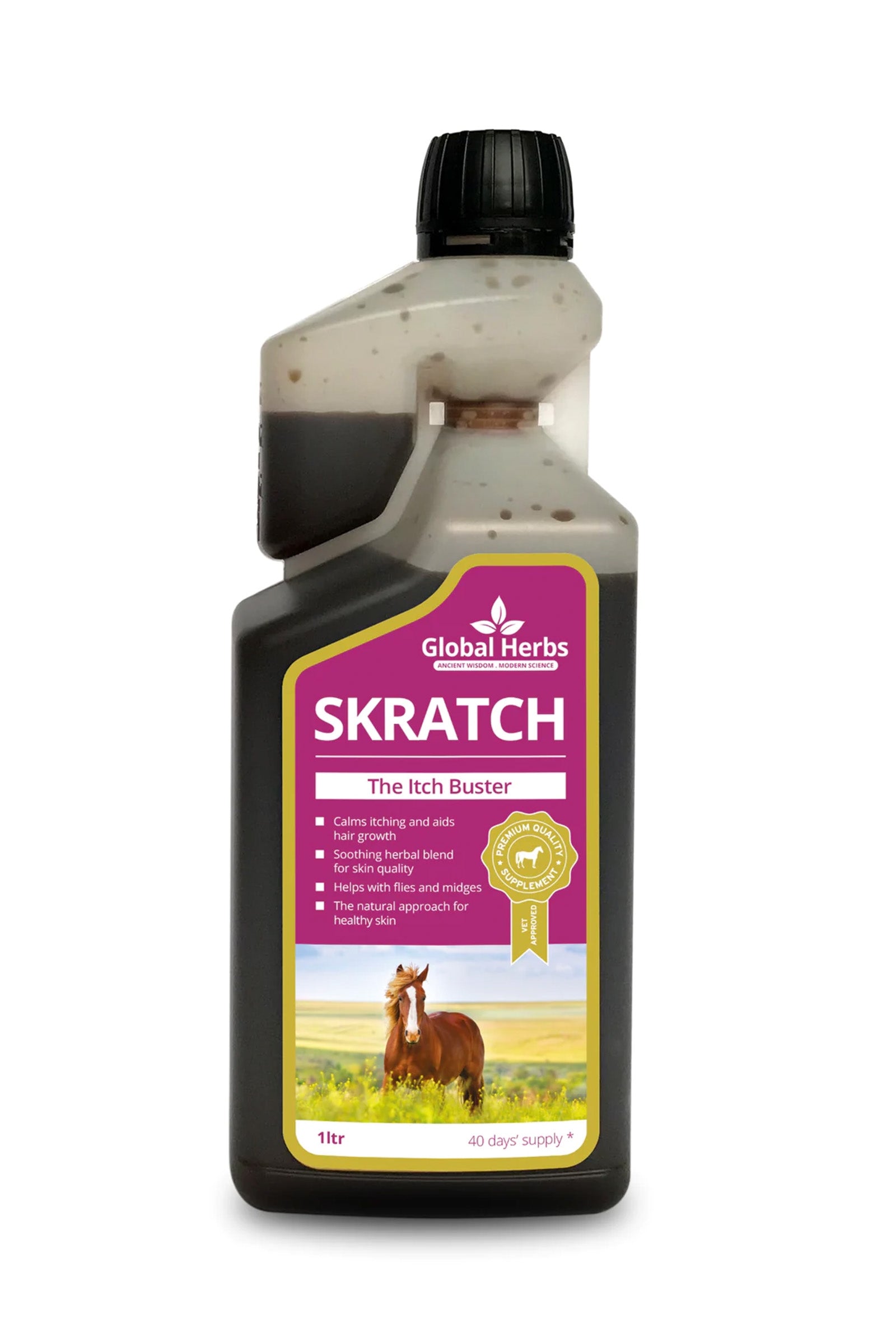 Global Herbs Skratch, sirup, 1liter Horse Feed & Nutrition