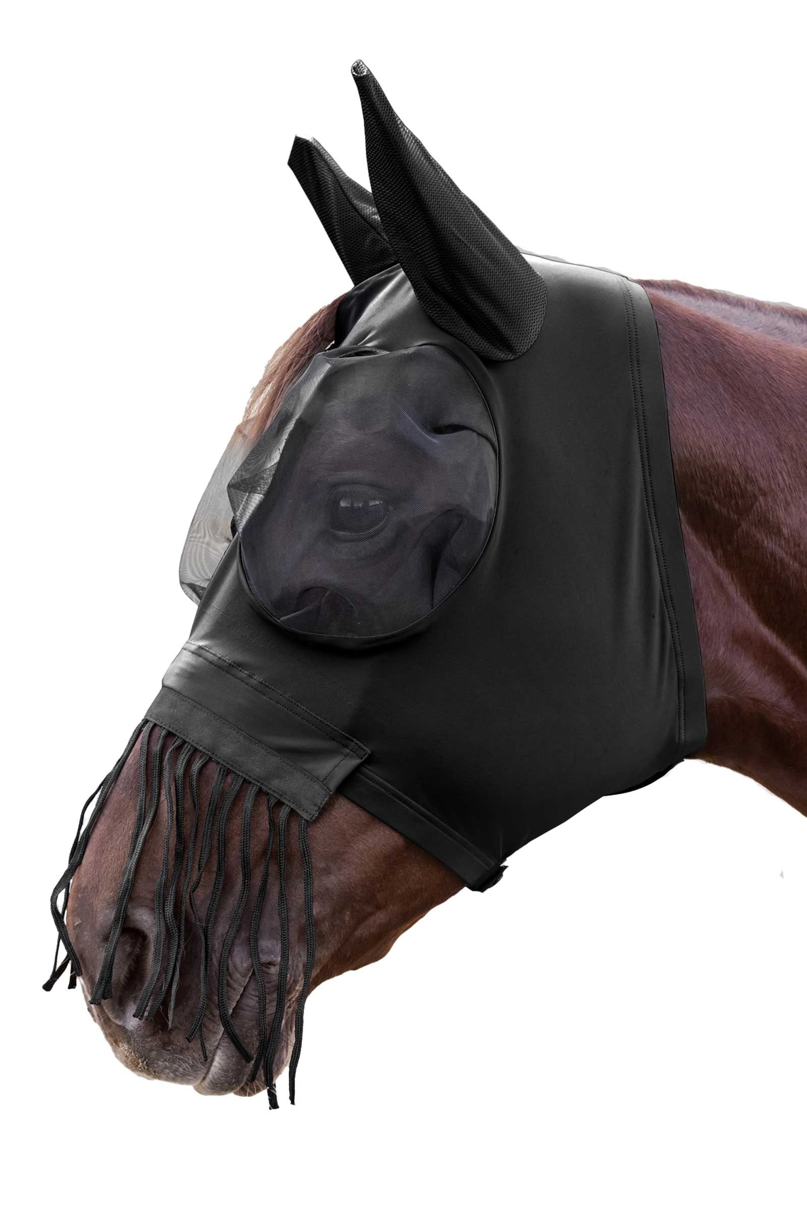 Waldhausen Puck fluemaske med glidelås og frynser ved nesen Fluebeskyttelse til hest