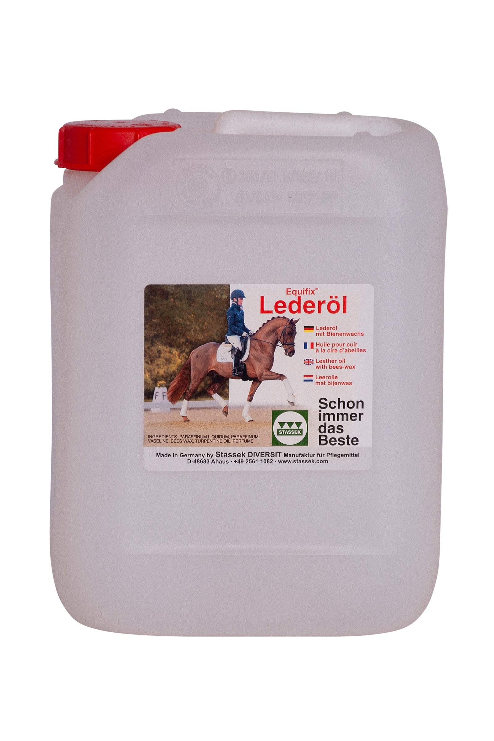 Stassek Equifix Lærolje med Bivoks, 5 liters Hestepleie