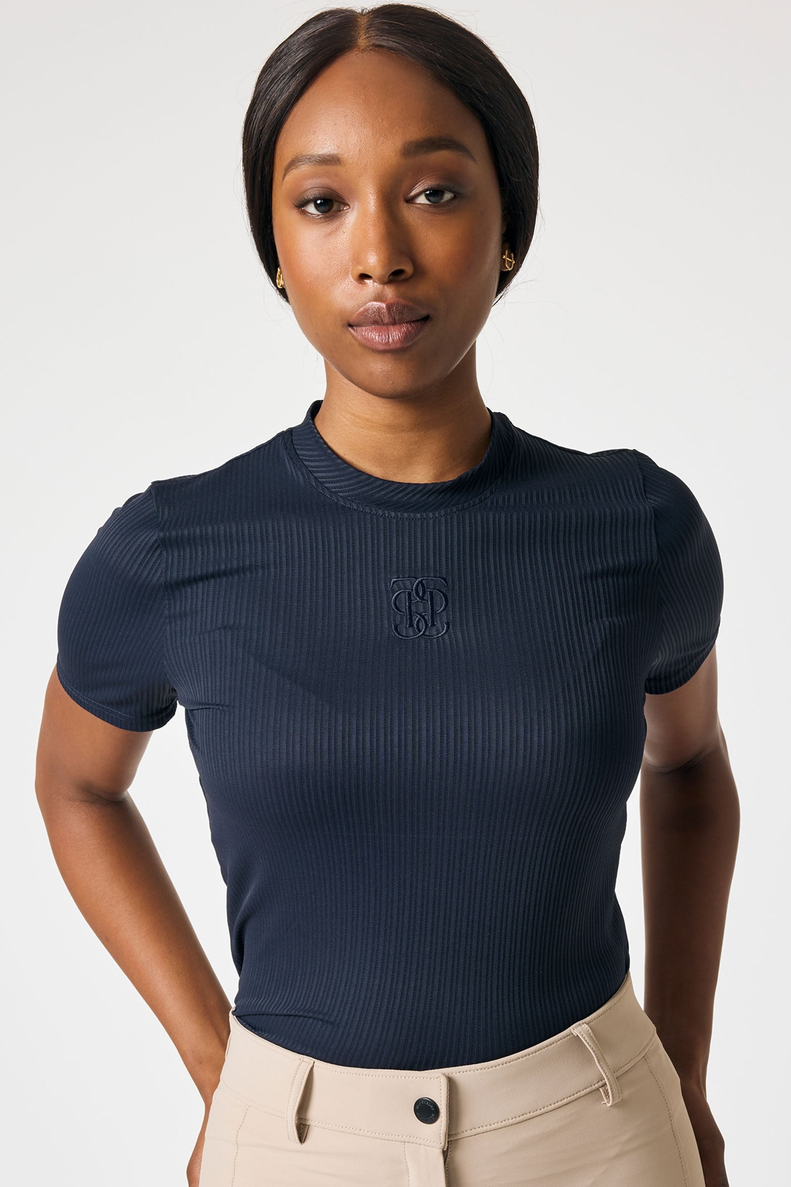 PS of Sweden Courtney S/S Stripet Mesh Topp Rideklær til dame