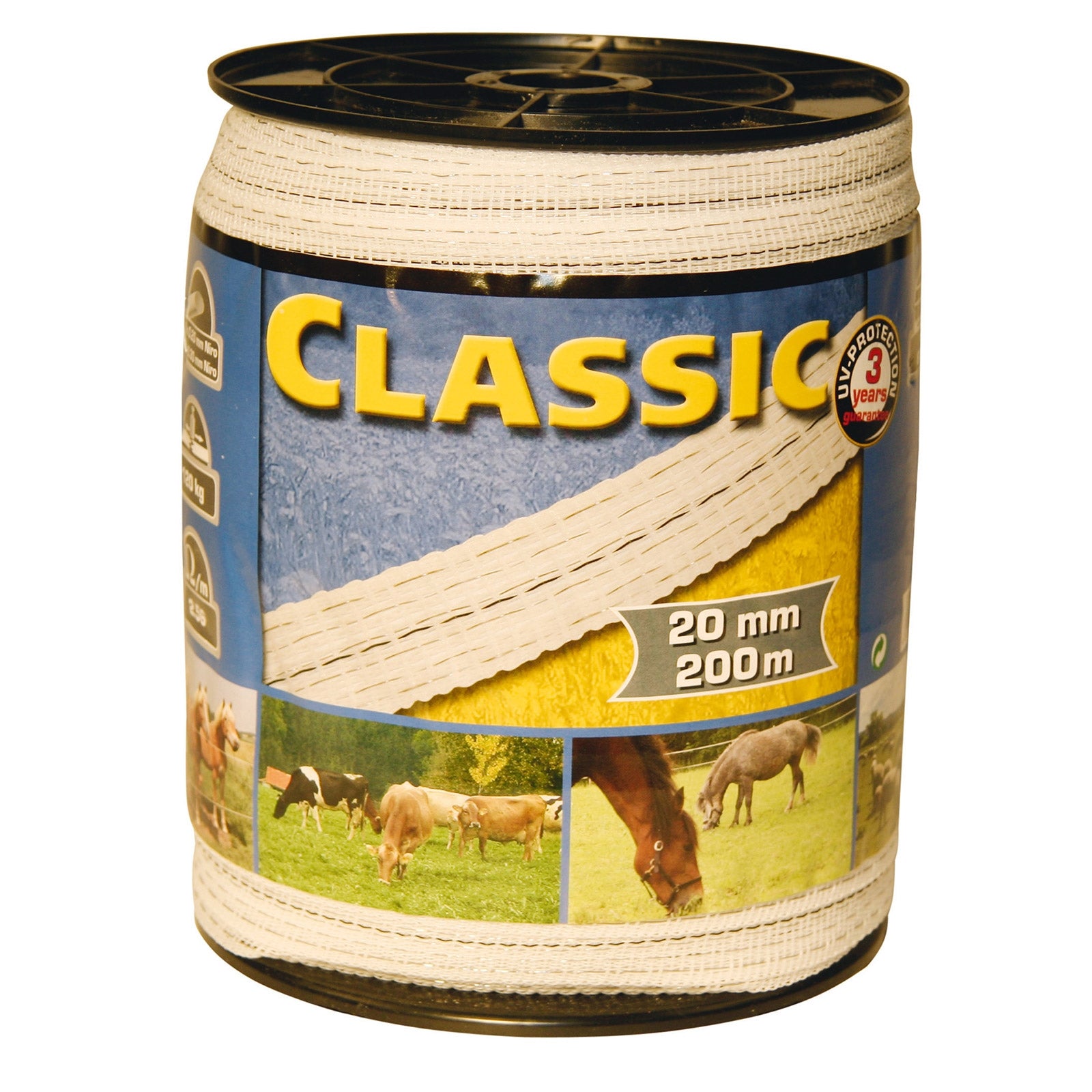 Kerbl klassisk strømbånd 200 m, 20 mm, 4x0,2+2x0,3 niro Elektrisk gjerdeutstyr