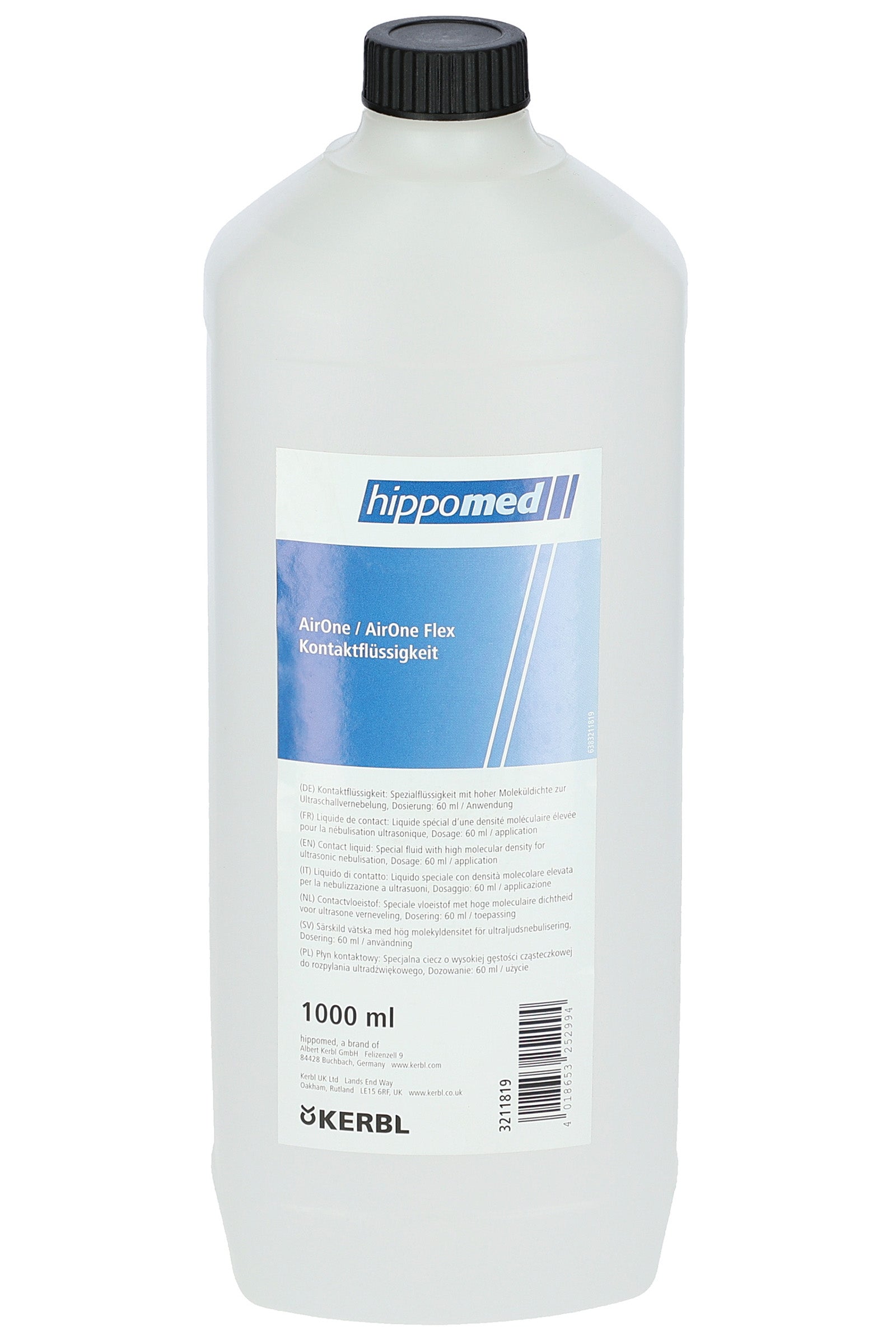 Hippomed Contact Liquid for AirOne inhalator, 1000 ml Hestepleie