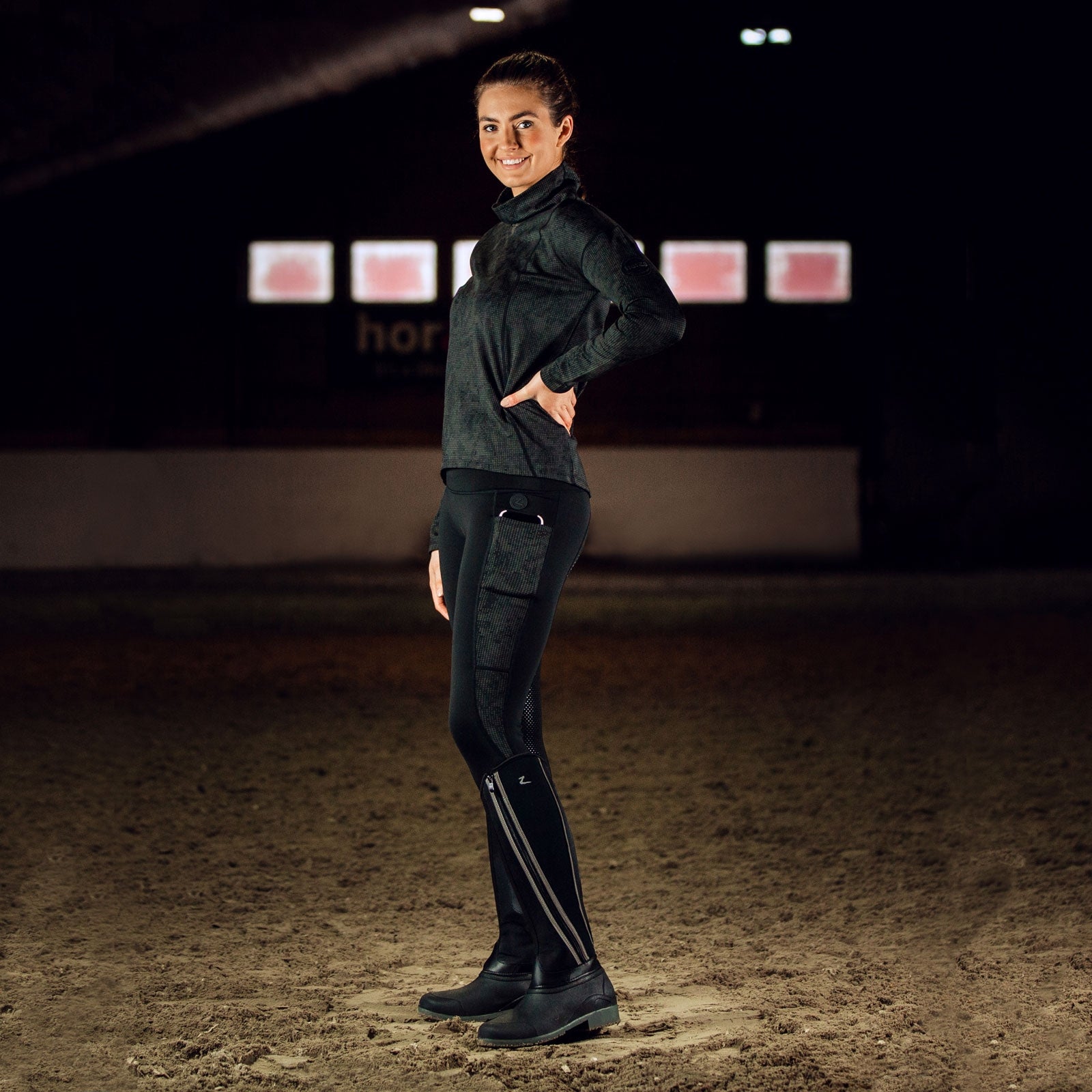 Horze Ramona Women's Reflective High Waist Tights with Fleece Womens Breeches