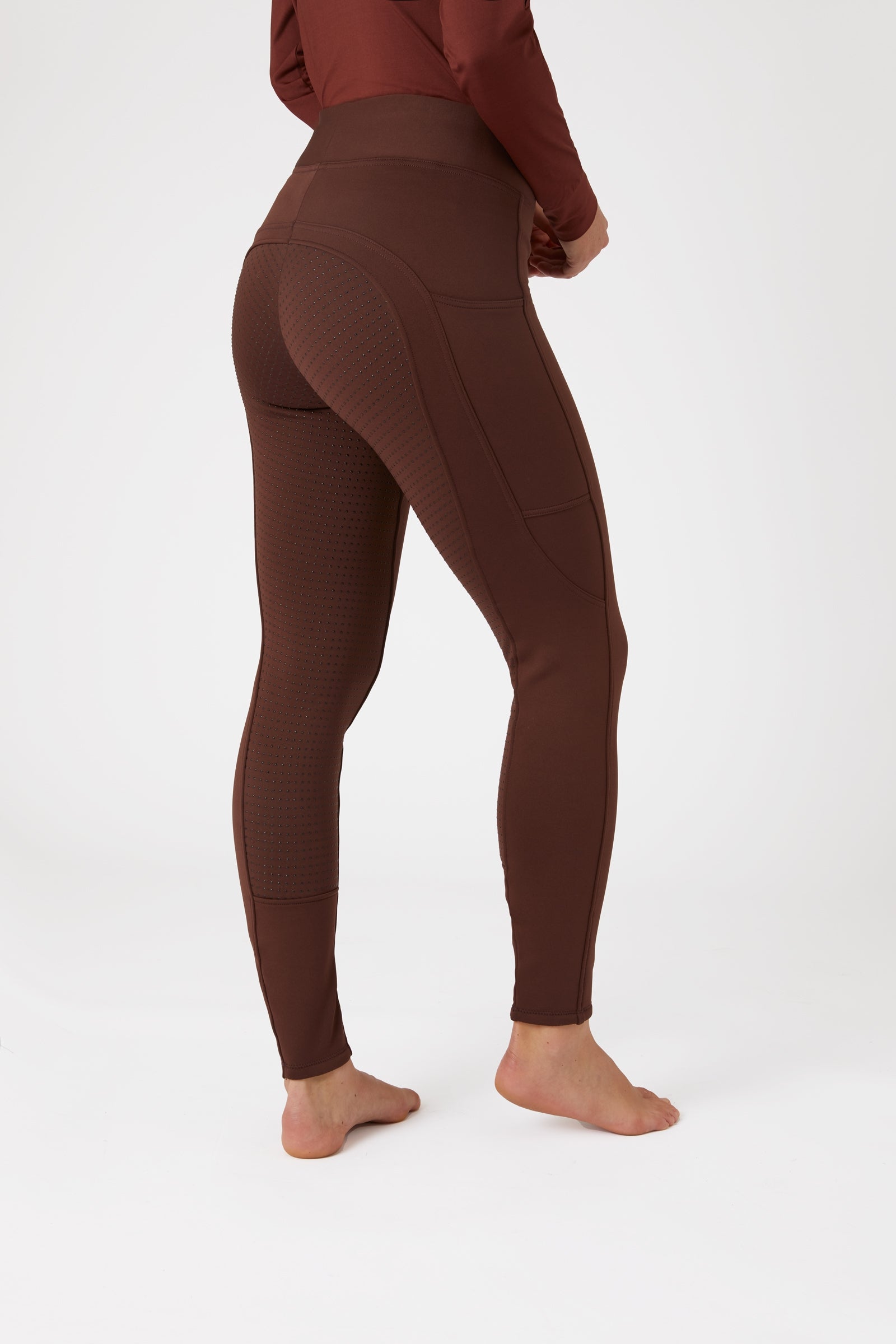 Horze Active helforsterkede ridetights til vinteren med fullgrip og telefonlomme Womens Breeches