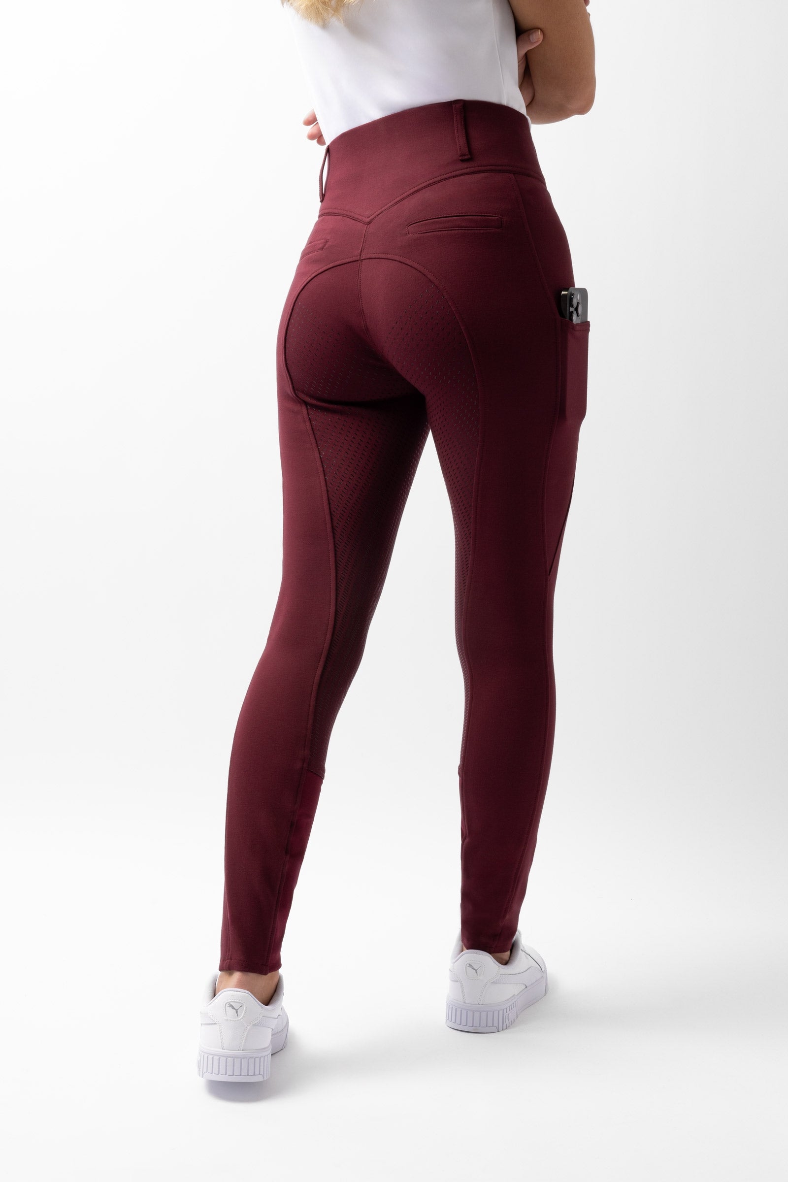 Horze Mira helforsterkede ridebukser med høyt liv og silikon, dame Womens Breeches