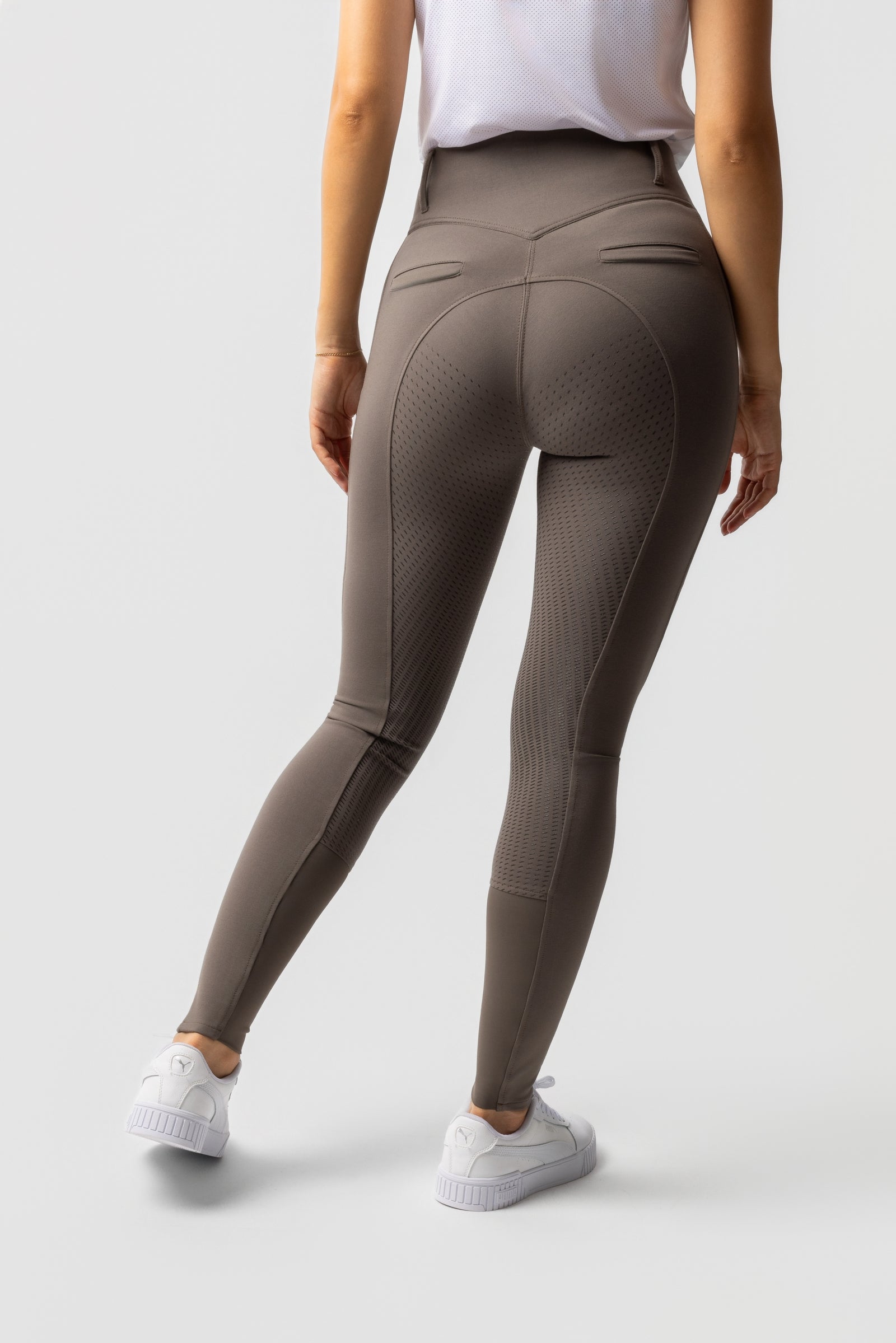 Horze Mira helforsterkede ridebukser med høyt liv og silikon, dame Womens Breeches