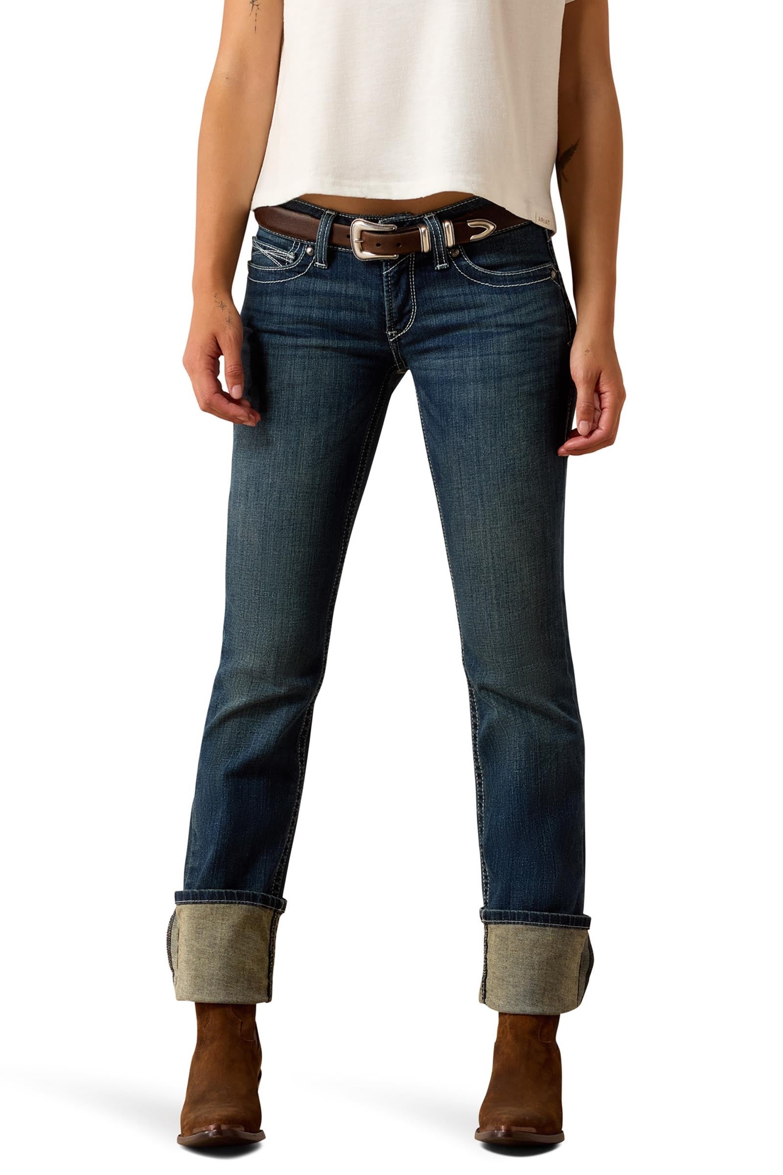 Ariat R.E.A.L. Mid Rise Stretch Icon Stackable Straight Leg Dame jeans med rett ben Womens Breeches