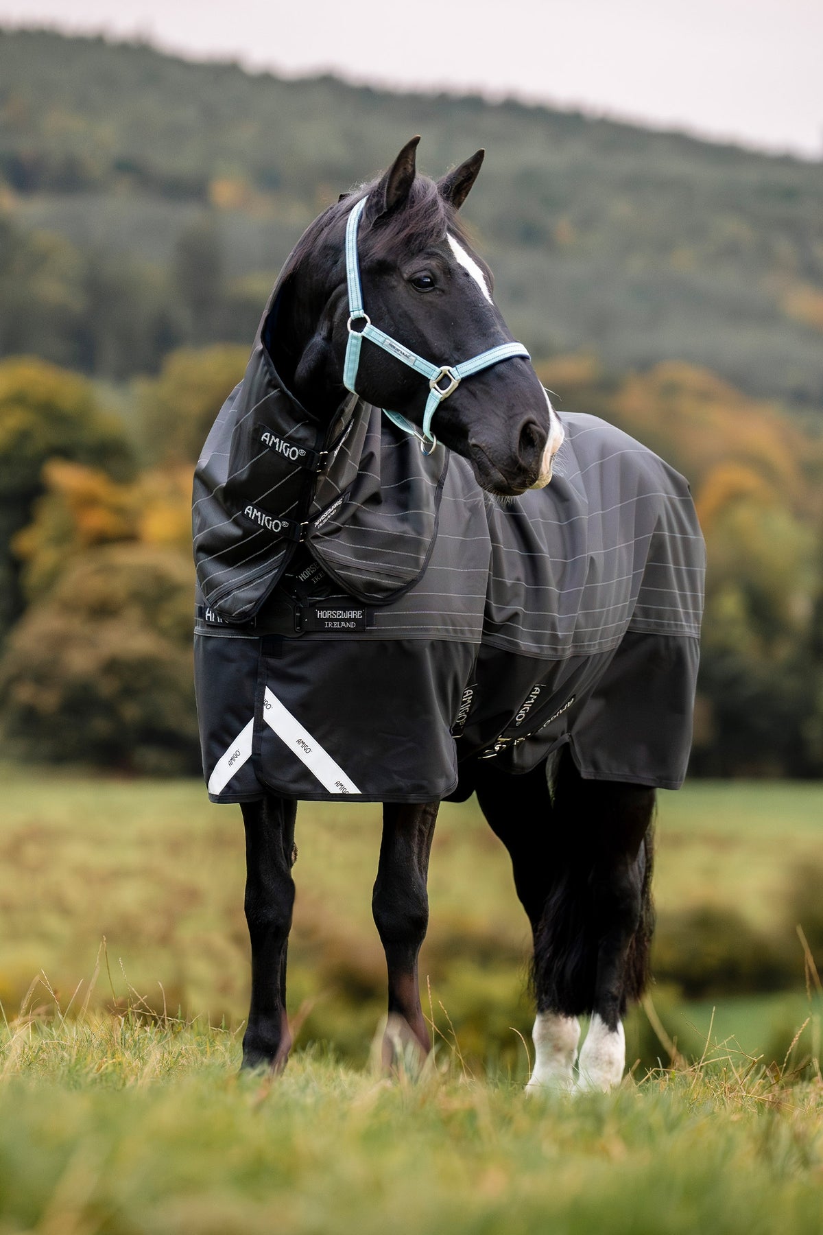 Horseware Amigo 1200D FieldSafe Reflectech Plus utedekken med avtakbar halsdel, 0 g Dekken