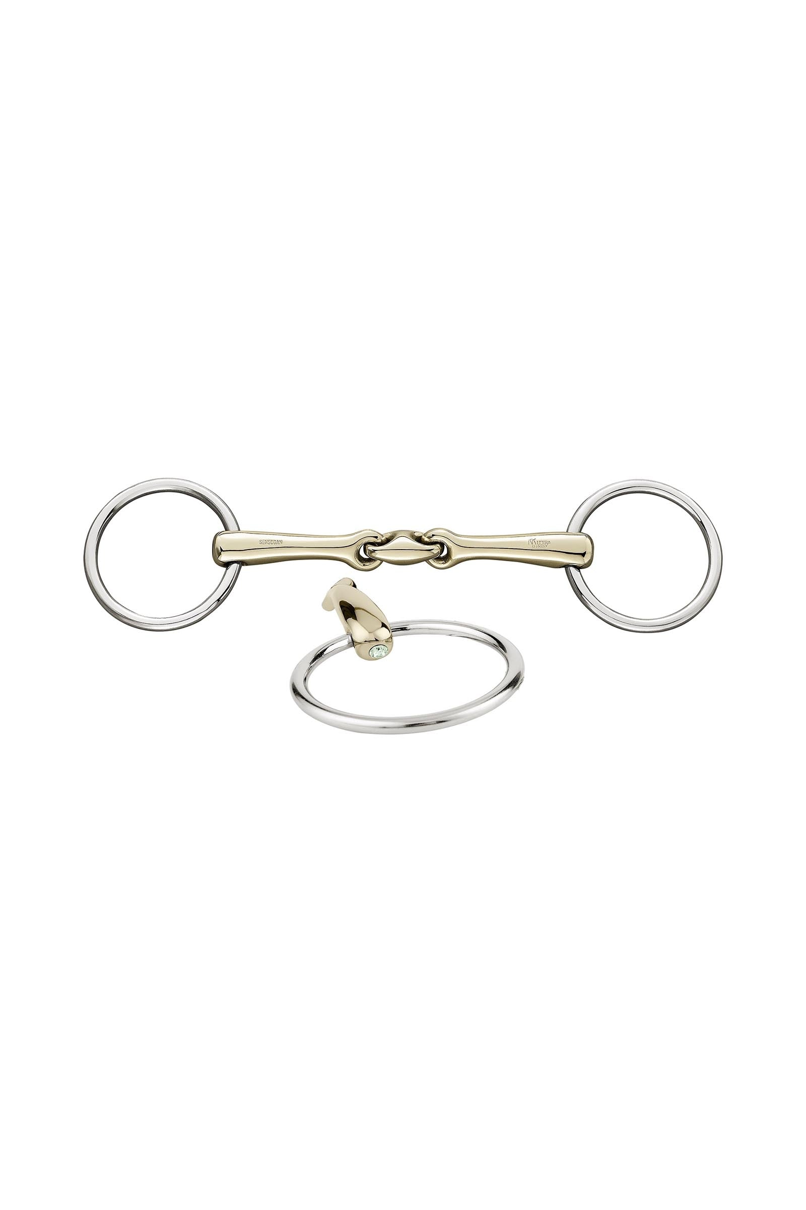 Sprenger KK Ultra bradoon bitt, dobbelt leddet, 14 mm, Sensogan, med krystaller Bitt