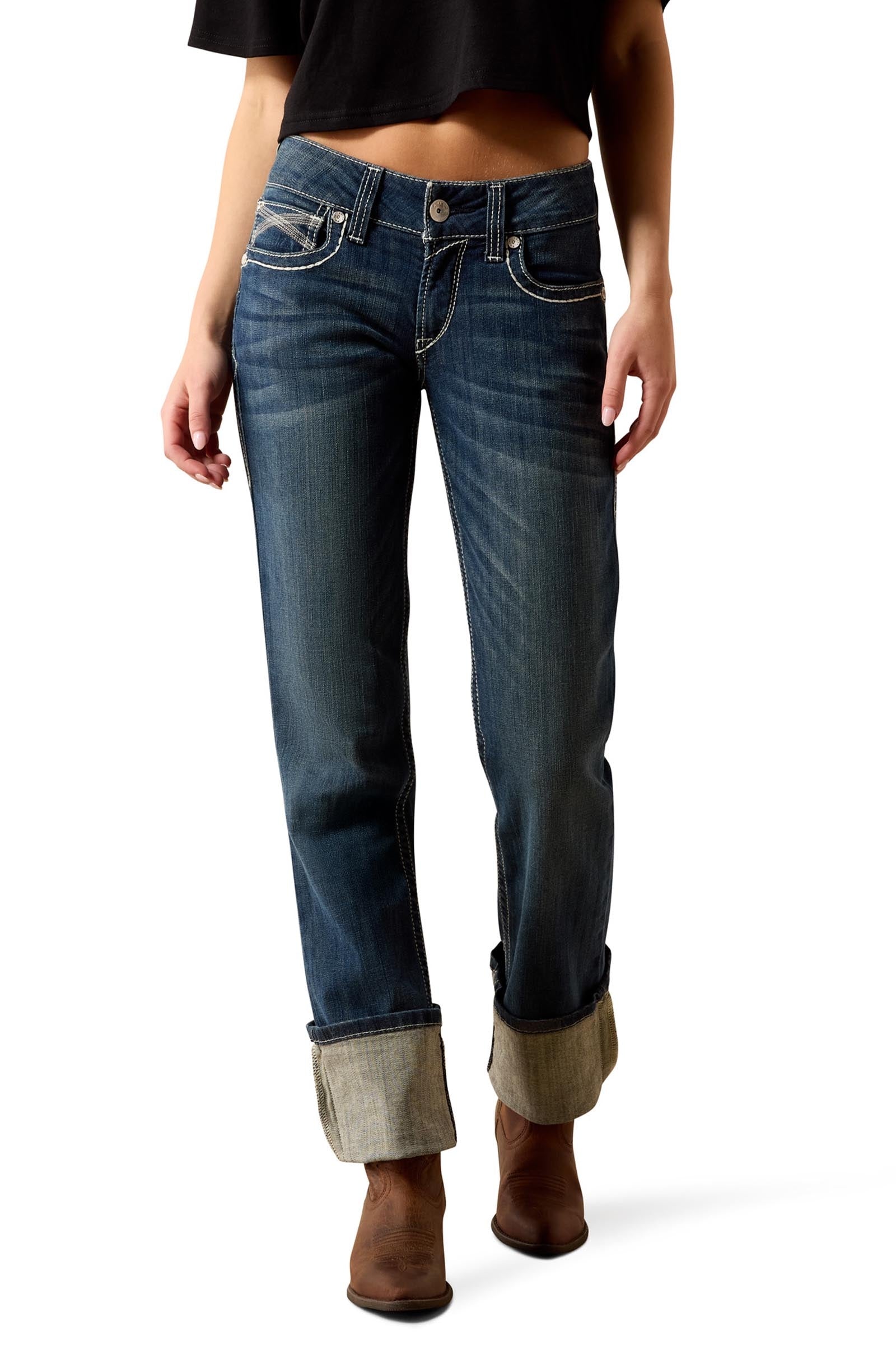 Ariat R.E.A.L. Mid Rise Stretch Ivy Stackable Straight Leg Dame jeans med rett ben Womens Breeches