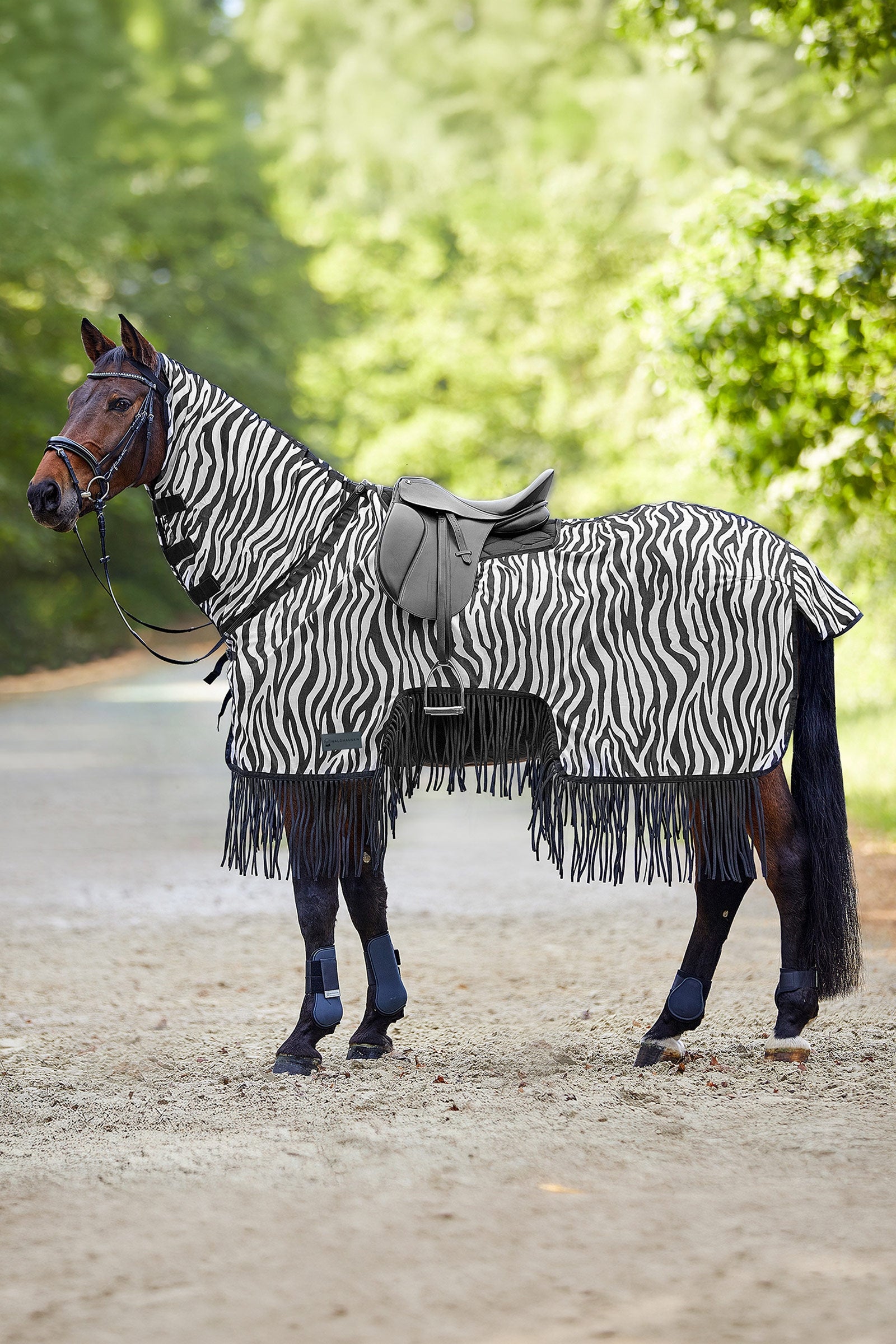 Waldhausen Zebra fluedekken med salåpning og frynser, UV-beskyttelse Dekken