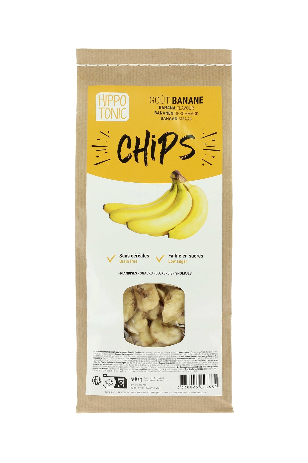 HIPPOTONIC banan chips til hester, 500 g Horse Feed & Nutrition