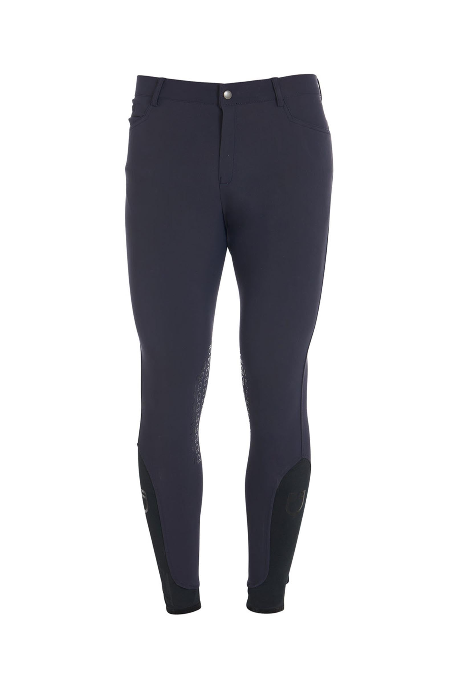 Equestro Men's Slim Fit Knee Grip Breeches With Logo Mens Riding Clothing
