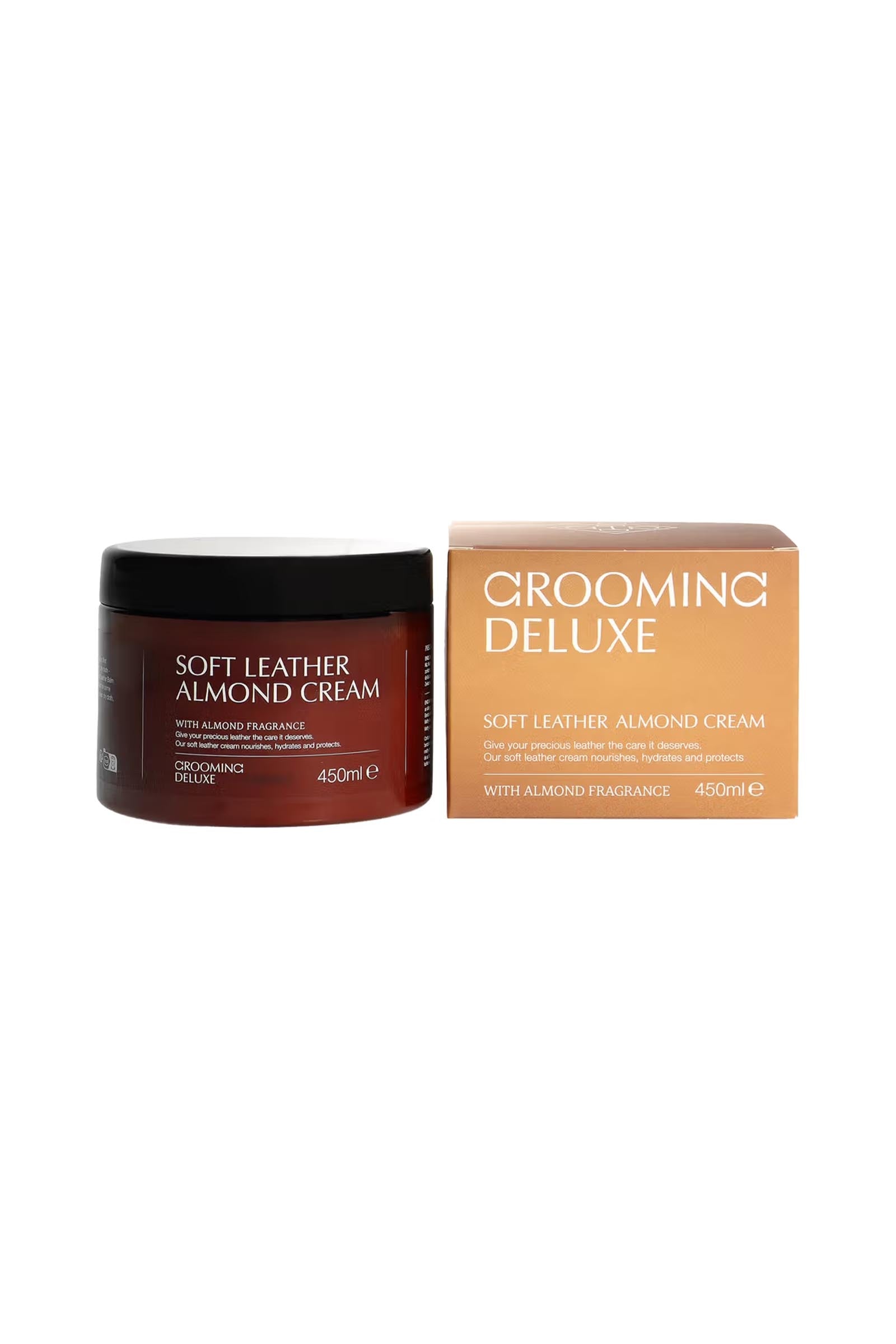 Grooming Deluxe Myk lær mandelkrem, 450 ml Hestepleie