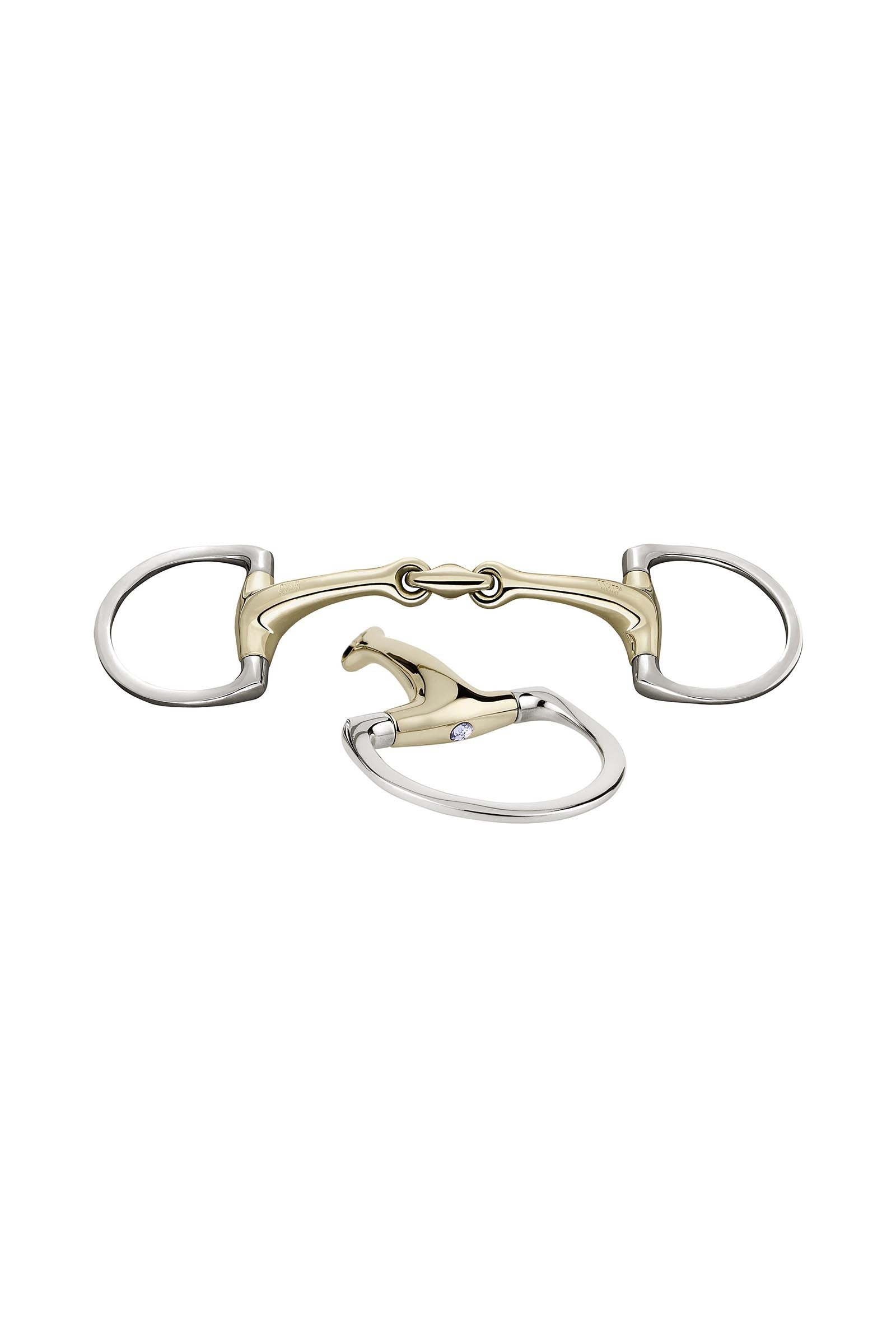 Sprenger Dynamic RS olivenhodebitt D ringer, dobbelt leddet, 16 mm, Sensogan, med krystaller Bitt