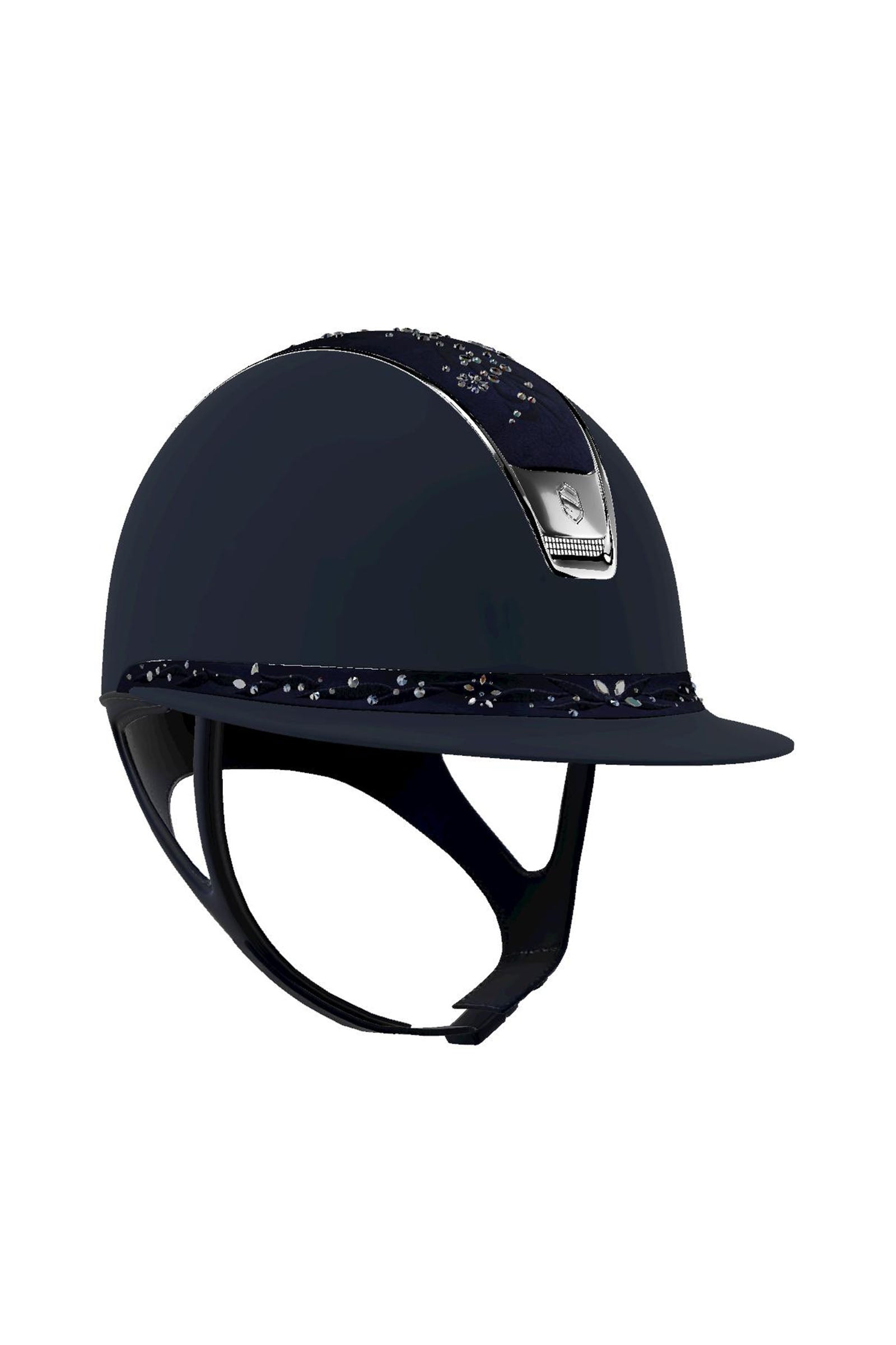 Samshield Miss Shield Shadowmatt med blomster Swarovski smykker, krom 2.0 Ridehjelm & sikkerhetsvest