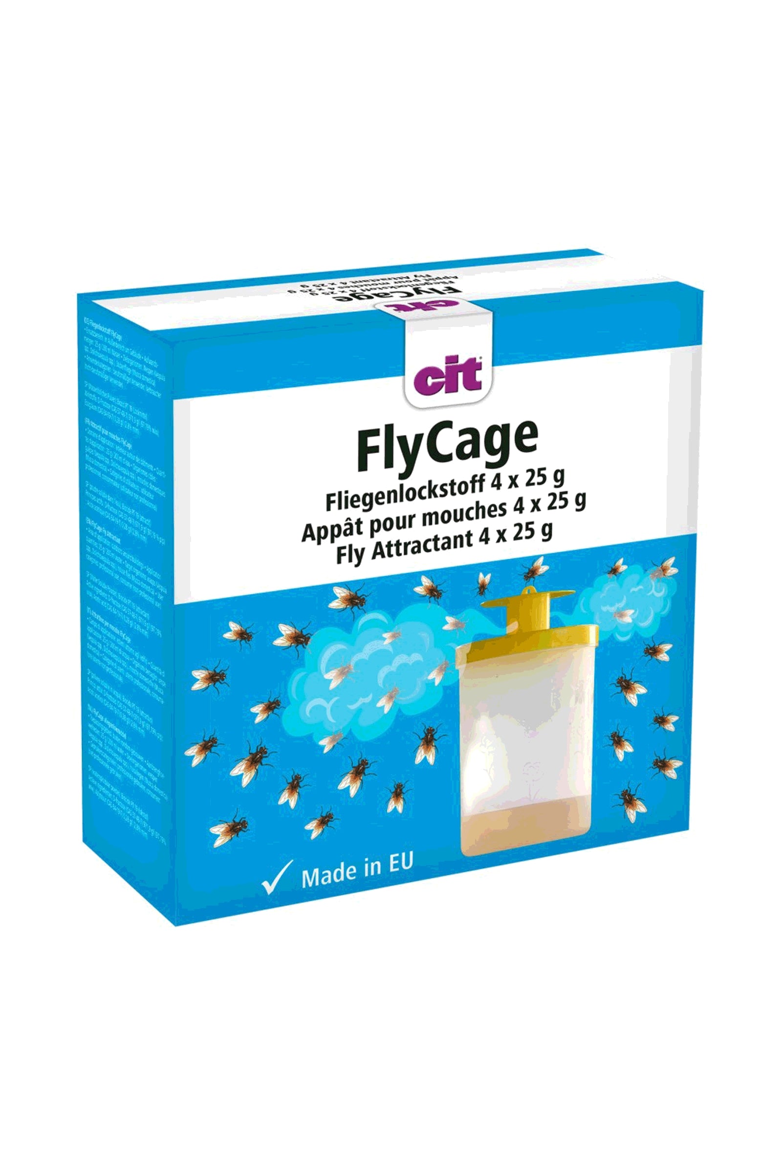 cit fluefelle FlyCage med lokkemiddel, 4 x 25 g Fluebeskyttelse til hest