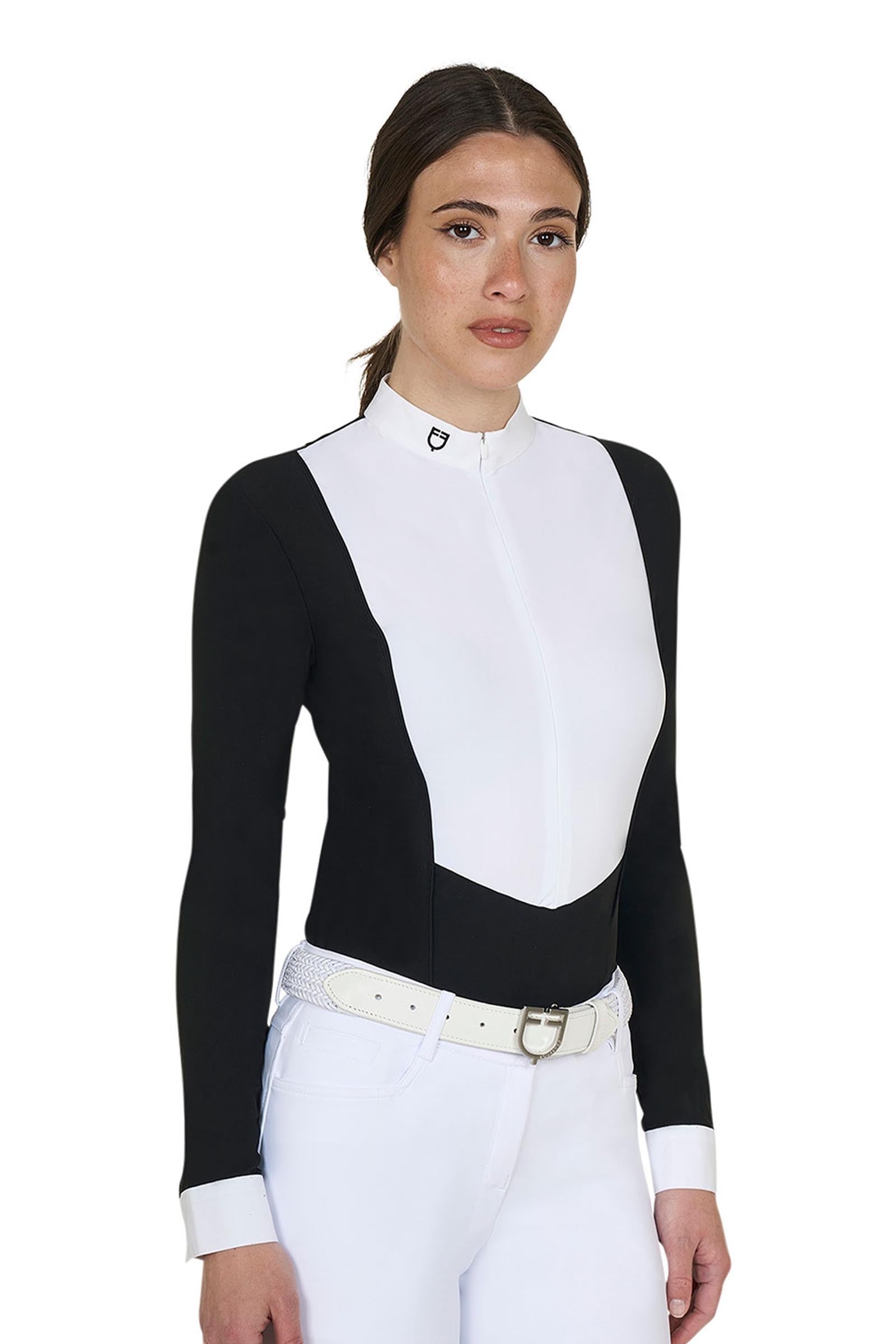 Equestro SS2026 Dame stevnepolo langermet skjult glidelås Rideklær til dame